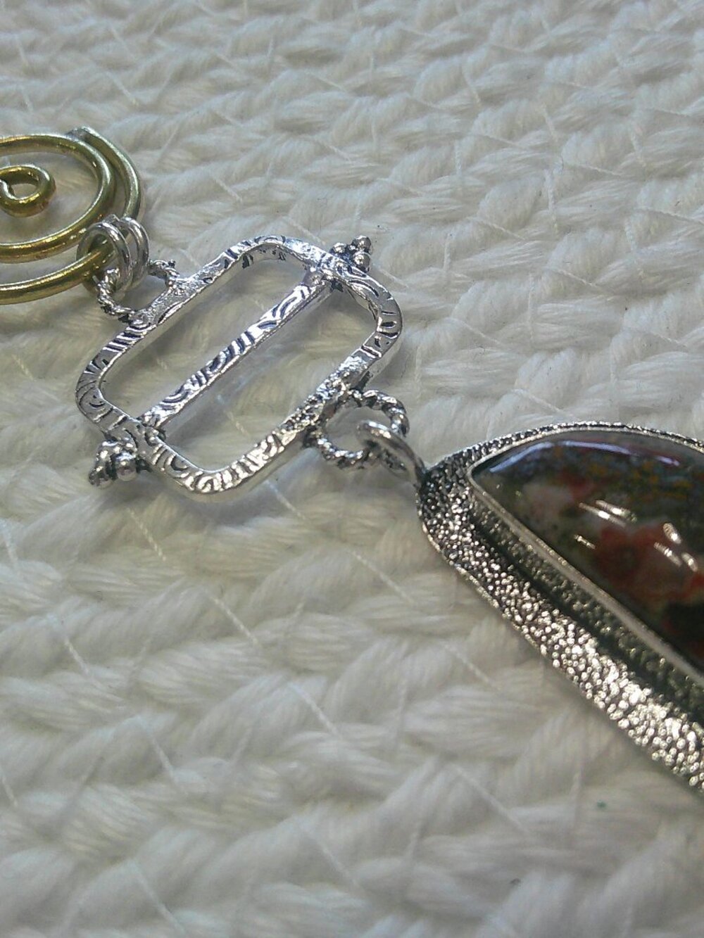 Unique MOROCCAN SEAM AGATE Handmade Sterling 925 Pendant/Chain #344F